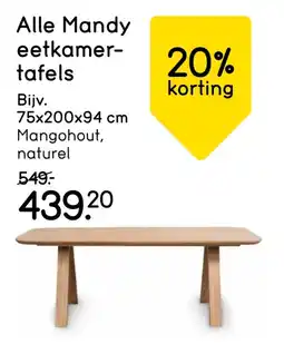 Leen Bakker Alle Mandy eetkamer tafels aanbieding