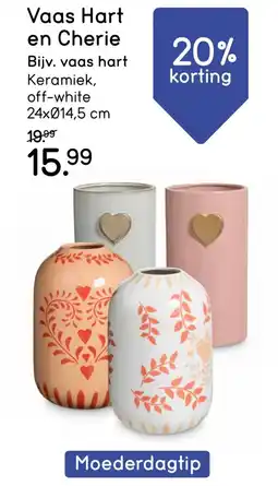 Leen Bakker Vaas Hart en Cherie aanbieding