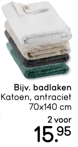 Leen Bakker Badlaken Katoen, antraciet aanbieding