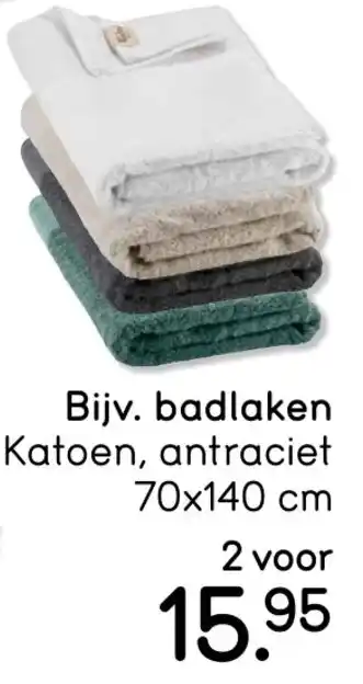 Leen Bakker Badlaken Katoen, antraciet aanbieding
