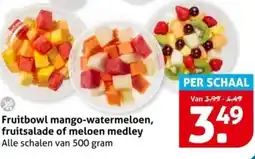 Hoogvliet Fruitbowl mango watermeloen, fruitsalade of meloen medley aanbieding