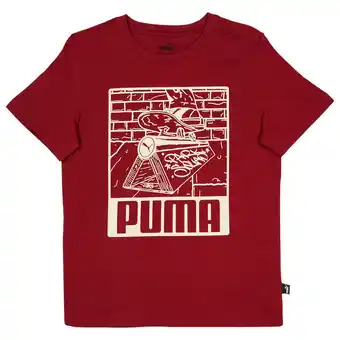 Foot Locker Puma Essentials+ Mid 90s Graphic Unisex T-shirts - Rood - Maat: 140 CM - Katoen Jersey - Foot Locker aanbieding