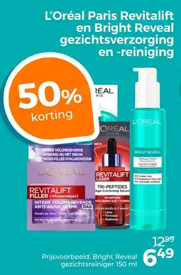 Trekpleister L'Oréal Paris Revitalift en Bright Reveal gezichtsverzorging en reiniging aanbieding