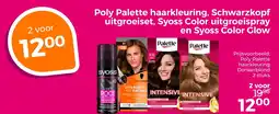 Trekpleister Poly Palette haarkleuring, Schwarzkopf uitgroeiset, Syoss Color uitgroeispray en Syoss Color Glow aanbieding
