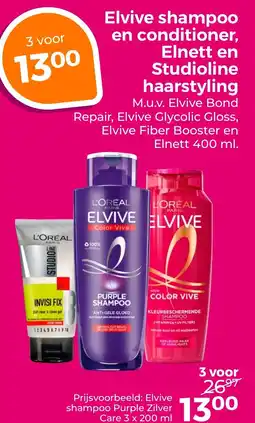 Trekpleister Elvive shampoo en conditioner, Elnett en Studioline haarstyling aanbieding