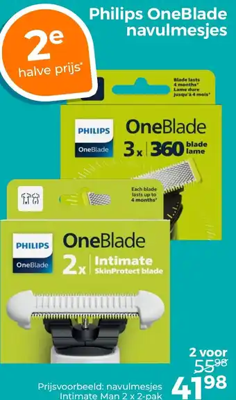 Trekpleister Philips OneBlade navulmesjes aanbieding