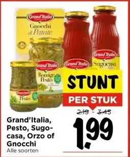 Vomar Voordeelmarkt Grand'Italia, Pesto, Sugo- casa, Orzo of Gnocchi aanbieding