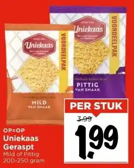 Vomar Voordeelmarkt Uniekaas Geraspt Mild of Pittig aanbieding