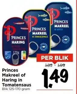 Vomar Voordeelmarkt Princes Makreel of Haring in Tomatensaus aanbieding
