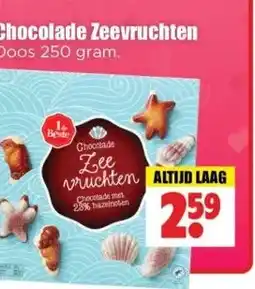 Dirk Chocolade Zeevruchten Doos 250 gram. aanbieding