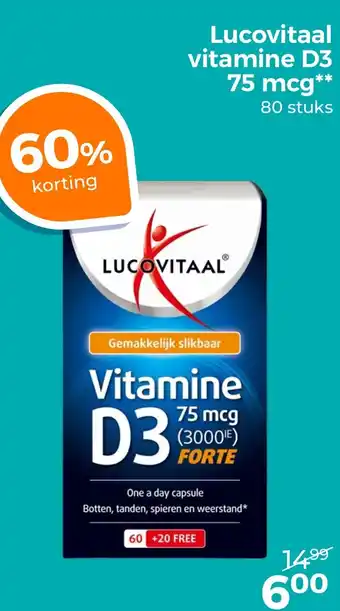Trekpleister Lucovitaal vitamine D3 75 mcg aanbieding