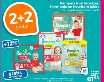 Trekpleister Pampers luierbroekjes, Harmonie en NewBorn luiers aanbieding