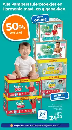 Trekpleister Alle Pampers luierbroekjes en Harmonie maxi en gigapakken aanbieding
