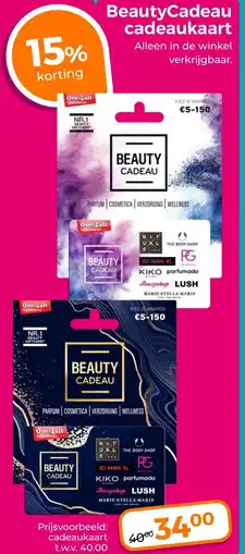 Trekpleister BeautyCadeau cadeaukaart aanbieding