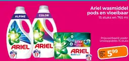 Trekpleister Ariel wasmiddel pods en vloeibaar aanbieding