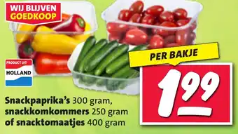 Nettorama Snackpaprika's snackkomkommers of snacktomaatjes aanbieding