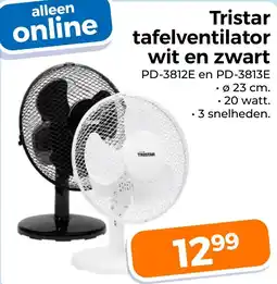 Trekpleister Tristar tafelventilator wit en zwart aanbieding