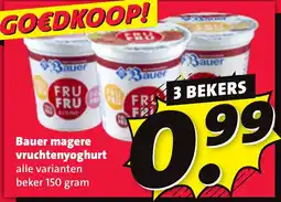 Nettorama Bauer magere vruchtenyoghurt aanbieding
