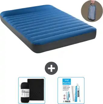 Praxis Intex Luchtbed - Twijfelaar - 137 x 191 x 22 cm - Blauw - Inclusief pomp - Accessoires CB18 aanbieding