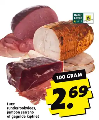 Boni Luxe runderrookvlees, jambon serrano of gegrilde kipfilet aanbieding