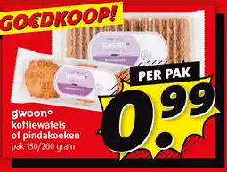 Boni gwoon koffiewafels of pindakoeken aanbieding