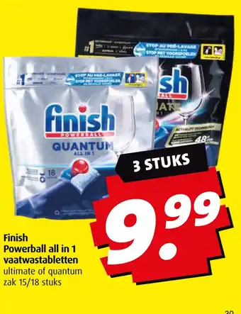 Boni Finish Powerball all in 1 vaatwastabletten aanbieding