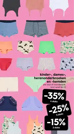 HEMA Kinder dames herenonderbroeken en hemden aanbieding