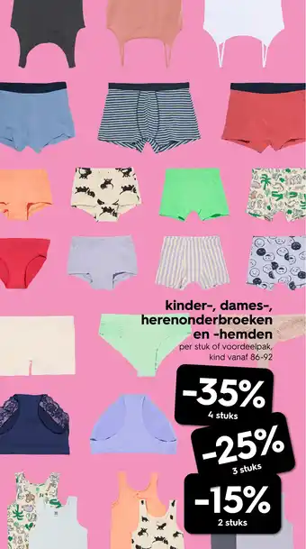 HEMA Kinder dames herenonderbroeken en hemden aanbieding