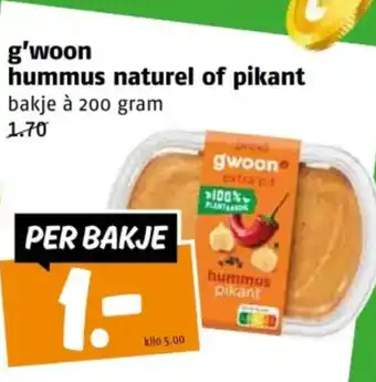 Poiesz g'woon hummus naturel of pikant aanbieding