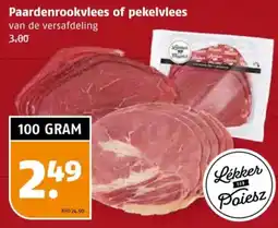 Poiesz Paardenrookvlees of pekelvlees aanbieding
