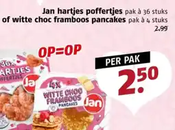 Poiesz Jan hartjes poffertjes of witte choc framboos pancakes aanbieding