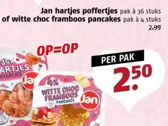 Poiesz Jan hartjes poffertjes of witte choc framboos pancakes aanbieding