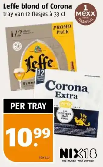 Poiesz Leffe blond of Corona aanbieding