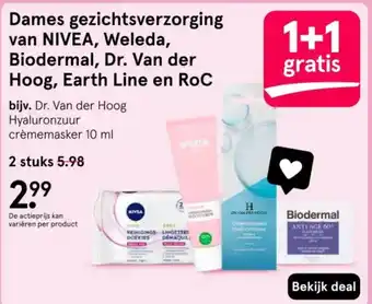 Etos Dames gezichtsverzorging van NIVEA, Weleda, Biodermal, Dr. Van der Hoog, Earth Line en RoC aanbieding