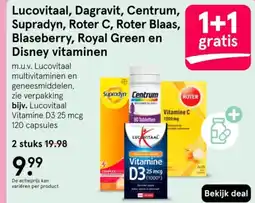 Etos Lucovitaal, Dagravit, Centrum, Supradyn, Roter C, Roter Blaas Blaseberry, Royal Green en Disney vitaminen aanbieding