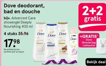 Etos Dove deodorant, bad en douche aanbieding