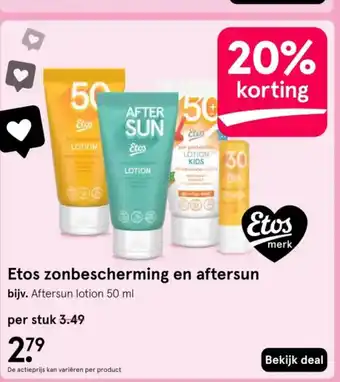 Etos Etos zonbescherming en aftersun aanbieding