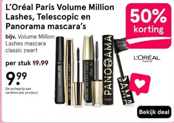 Etos L'Oréal Paris Volume Million Lashes, Telescopic en Panorama mascara's aanbieding