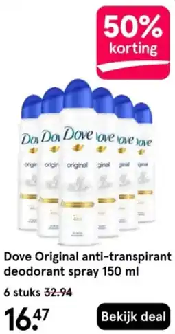Etos Dove Original anti-transpirant deodorant spray aanbieding
