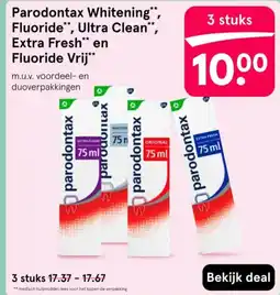Etos Parodontax Whitening, Fluoride, Ultra Clean, Extra Fresh en Fluoride Vrij aanbieding