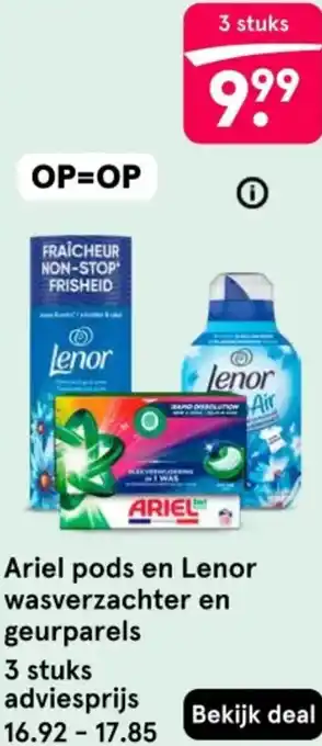 Etos Ariel pods en Lenor wasverzachter en geurparels aanbieding