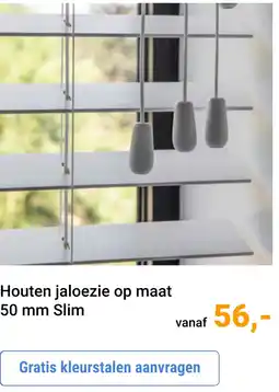 Raamdecoratie.com Houten jaloezie op maat 50 mm Slim aanbieding