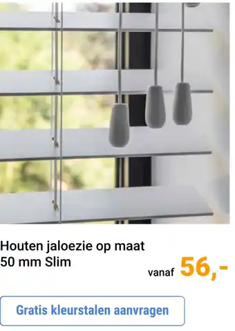 Raamdecoratie.com Houten jaloezie op maat 50 mm Slim aanbieding