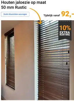 Raamdecoratie.com Houten jaloezie op maat 50 mm Rustic aanbieding