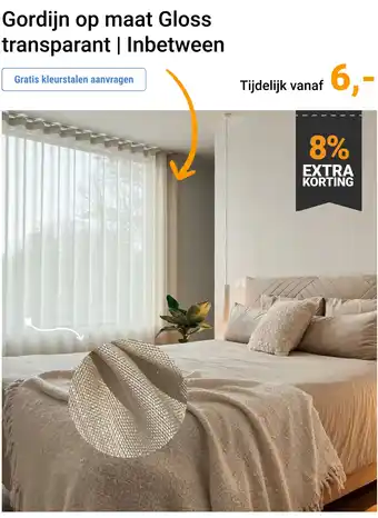 Raamdecoratie.com Gordijn op maat Gloss transparant | Inbetween aanbieding