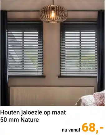 Raamdecoratie.com Houten jaloezie op maat 50 mm Nature aanbieding