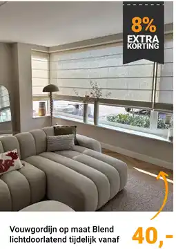Raamdecoratie.com Vouwgordijn op maat Blend lichtdoorlatend aanbieding