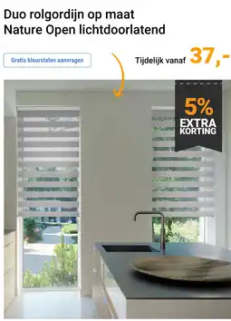 Raamdecoratie.com Duo rolgordijn op maat Nature Open lichtdoorlatend aanbieding