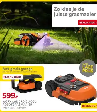 Praxis WORX LANDROID ACCU ROBOTGRASMAAIER aanbieding