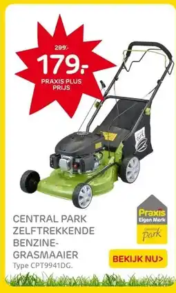 Praxis CENTRAL PARK ZELFTREKKENDE BENZINE- GRASMAAIER aanbieding